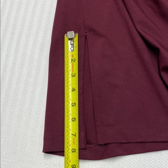 Banana Republic Burgundy Dress Long Sleeve Side Cinch Side Slit Stretch Large - Picture 11 of 12